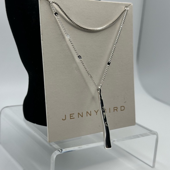 Jenny Bird "Leana" Double Silver Tone Layered Pendant Chain Necklace. - Picture 2 of 4